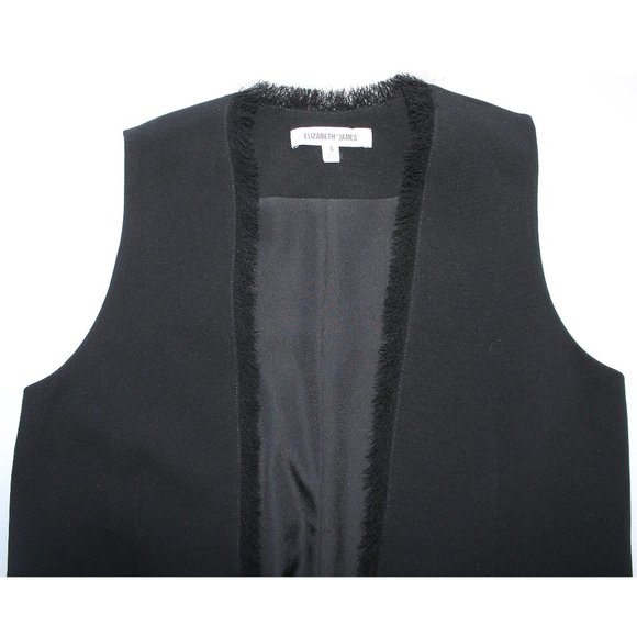 Elizabeth and James Hannover Frayed Edge Long Vest /Small / Black Career - Picture 7 of 12